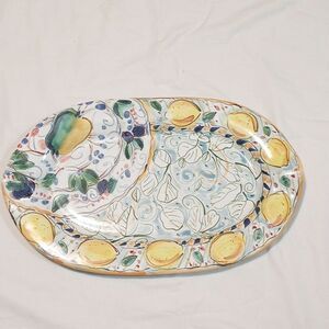 Beautiful Lemon and Leaf Serving Pottery Tray